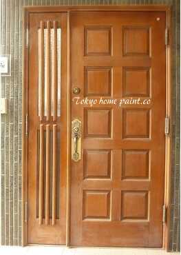 ヤマハの玄関ドア再塗装1