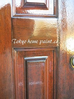 木製玄関ドア塗装、西東京6
