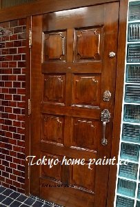 ヤマハ玄関ドア塗装、練馬区2,仕上げ