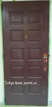ヤマハ玄関ドア塗装。千葉県。お客様とご一緒に1
