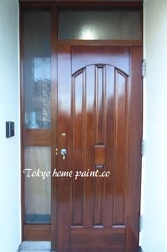 木製ヤマハ玄関ドア塗装10