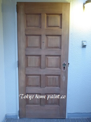 木製玄関ドア塗装、千葉県5