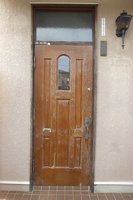 ヤマハ玄関ドア再塗装.4工事前