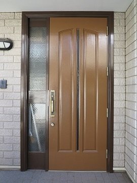 木製玄関ドア塗装調布市アイカ製工事前