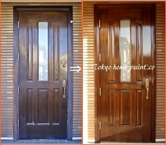 玄関ドア塗装・木製