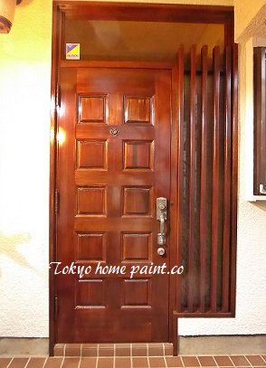 ヤマハ製玄関ドア塗装調布市仕上げ