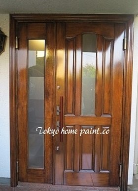 木製玄関ドア塗装練馬区2