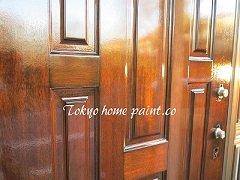 木製玄関ドア塗装、西東京4