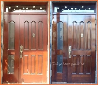 ヤマハ製玄関ドアの再塗装工事の画像