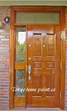 木製玄関ドア塗装2