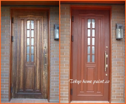 国内玄関ドアオイル仕上げ神奈川県