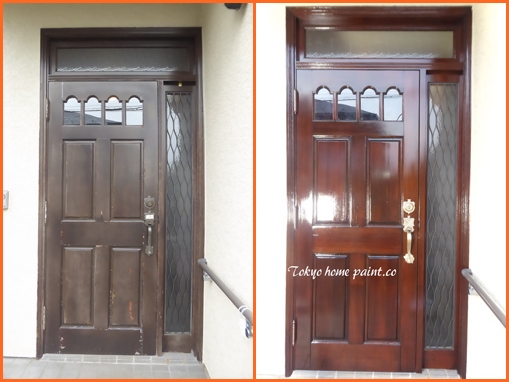 ヤマハ玄関ドア塗装・目黒区style=