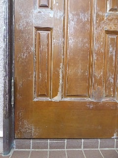 木製ヤマハ玄関ドア塗装千葉県・工事前2