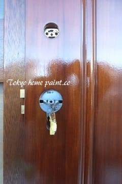 木製ヤマハ玄関ドア塗装13