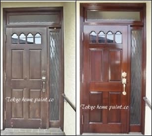 ヤマハ玄関ドア塗装目黒区・両面塗装