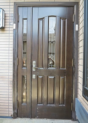木製玄関ドア塗装、横浜市、工事前